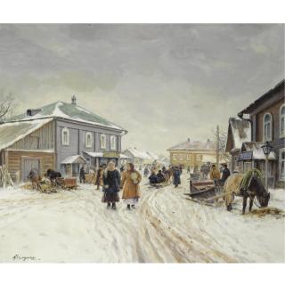 Mikhail Abramovich Balunin - Village In Winter