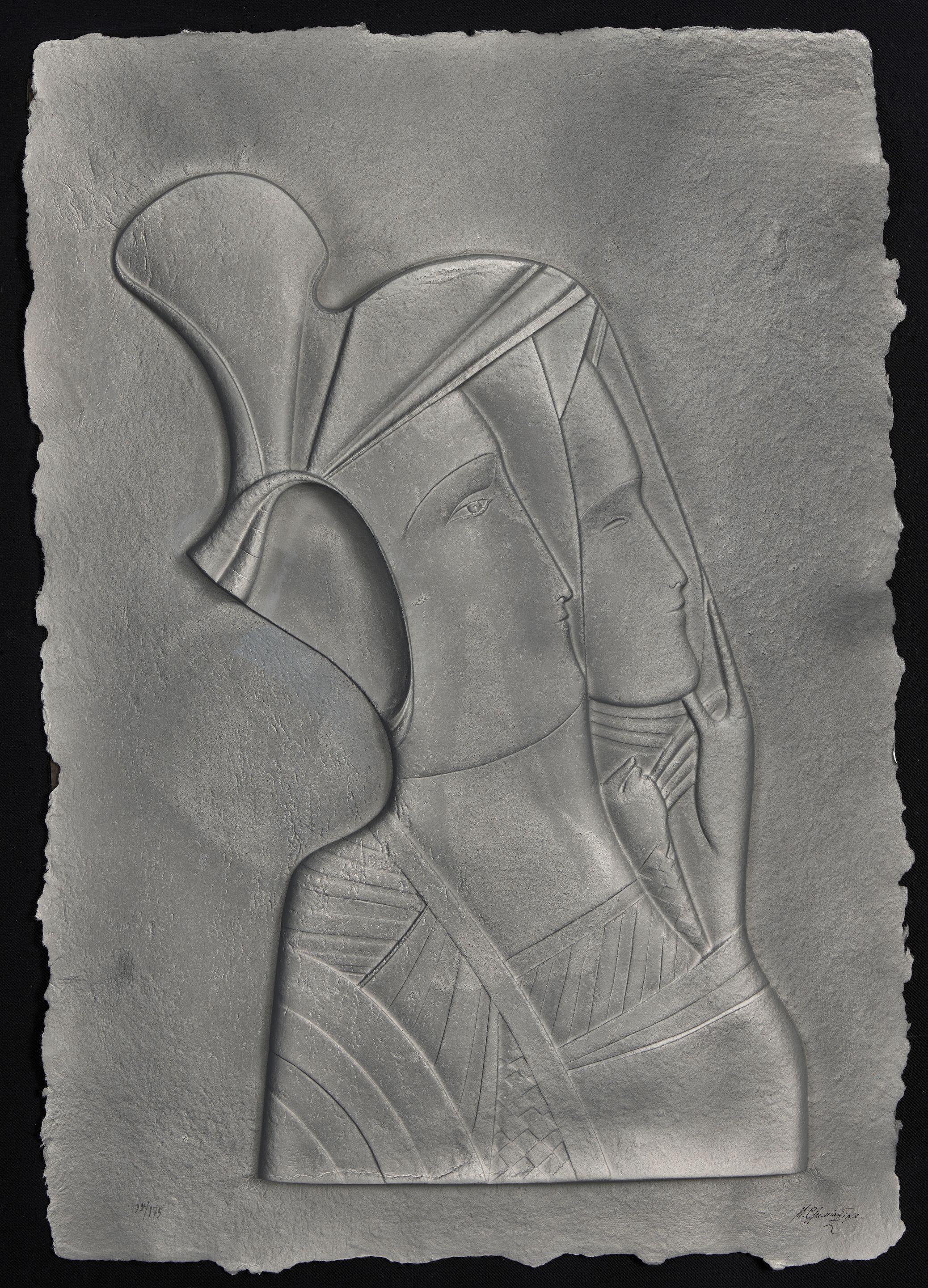 Mikhail Chemiakin - A pair of paper cast reliefs \'Rebecca\' and \'Masks\'