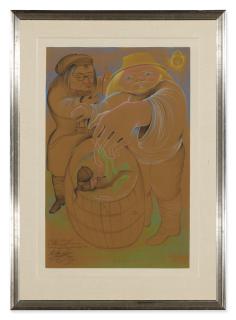 Mikhail Chemiakin - Grotesque Self-Portrait With Ye.Yesaulenko And Archimandrit Alipii