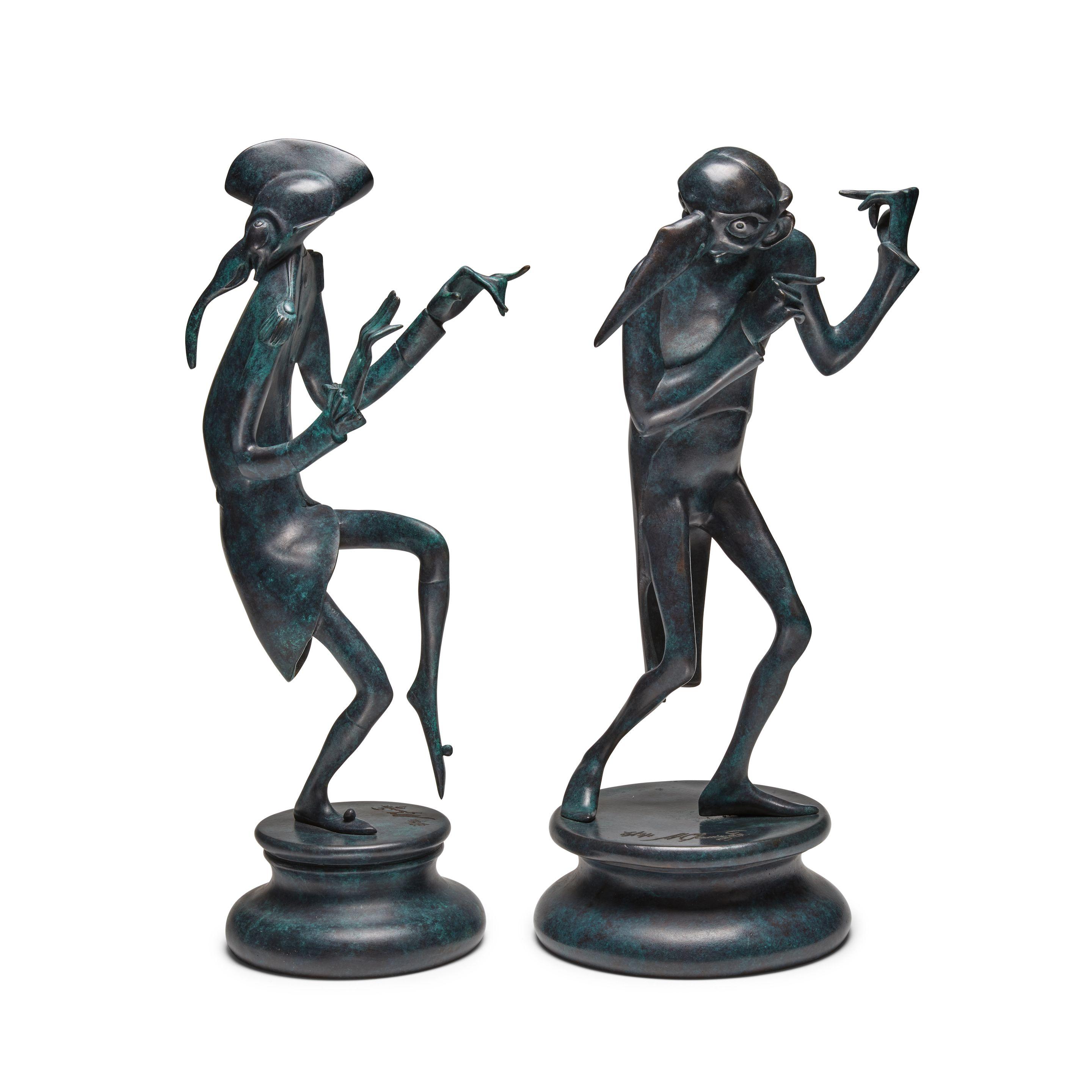 Mikhail Chemiakin - Two figures from \'The Carnival in St. Petersburg \' series