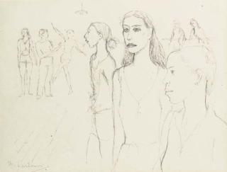 Mikhail Federovich Larionov - Study of Hightower, Toumanova and Tallchief (Lichine in the distance)