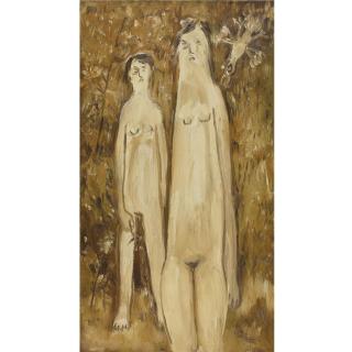 Mikhail Fedorovich Larionov - Russian Two Bathers With A Bird, Circa 1920S