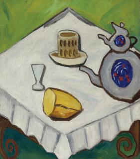 Mikhail Fedorovich Larionov - Still Life In A Tavern In A Minor Key, Circa 1909