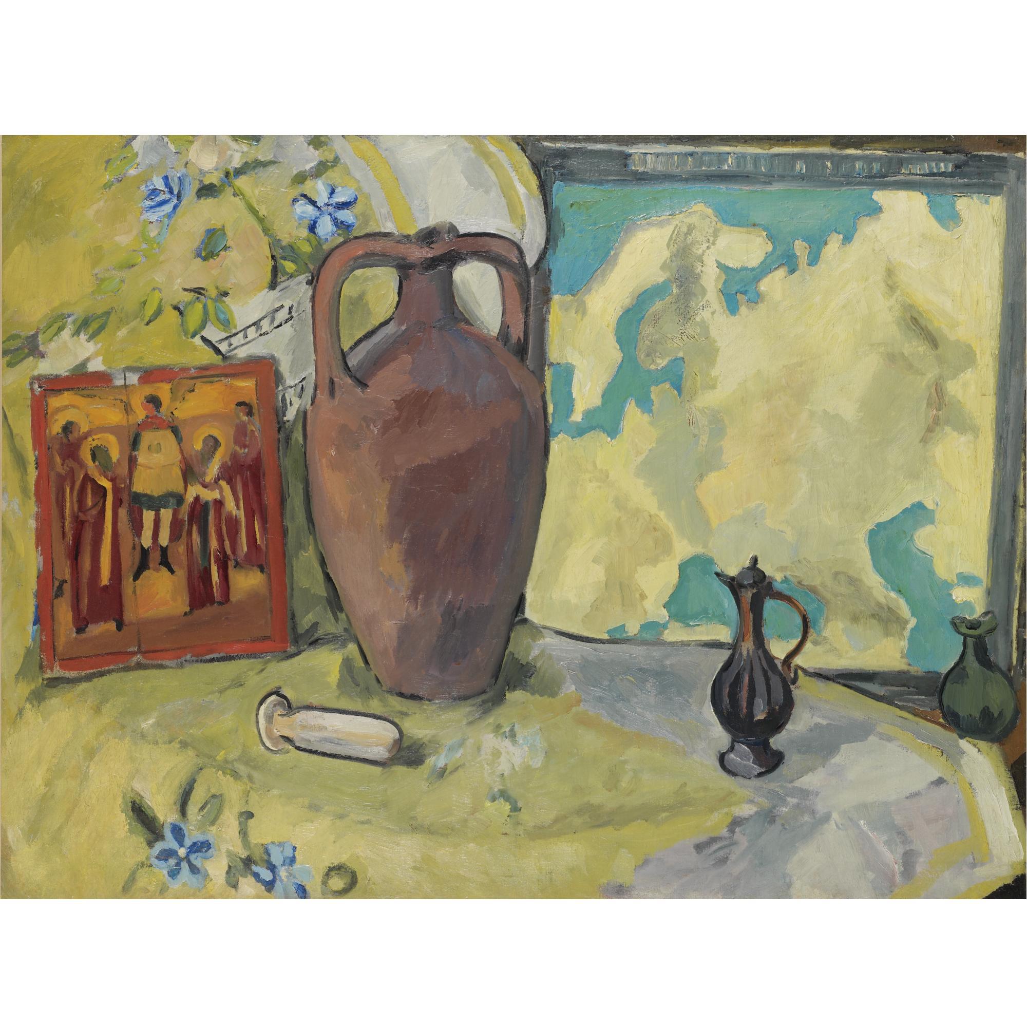 Mikhail Fedorovich Larionov - Still Life With Jug And Icon, C.1910-1912