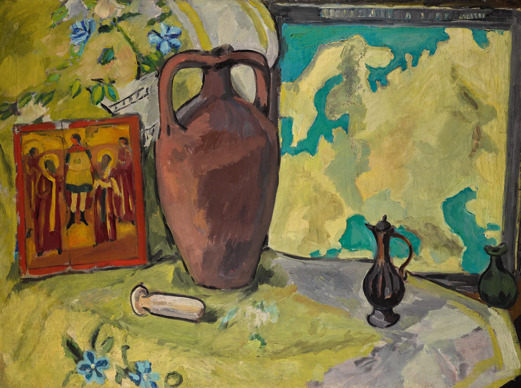 Mikhail Fedorovich Larionov - Still Life With Jug And Icon