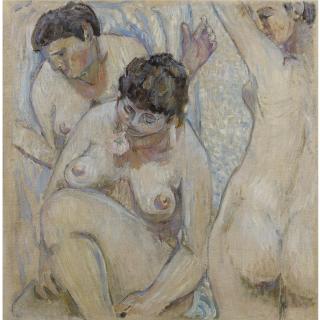Mikhail Fedorovich Larionov - Three Female Bathers With A Rose, 1904