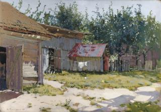 Mikhail Markelovich Guzhavin - A backyard in summer
