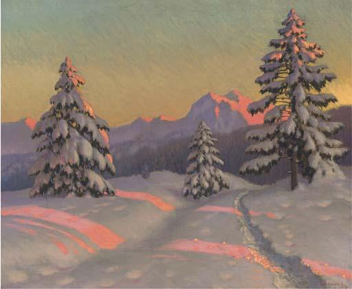 Mikhail Markianovich Germanshev - A Sunlit Track In The Snow