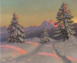 Mikhail Markianovich Germanshev - A Sunlit Track In The Snow