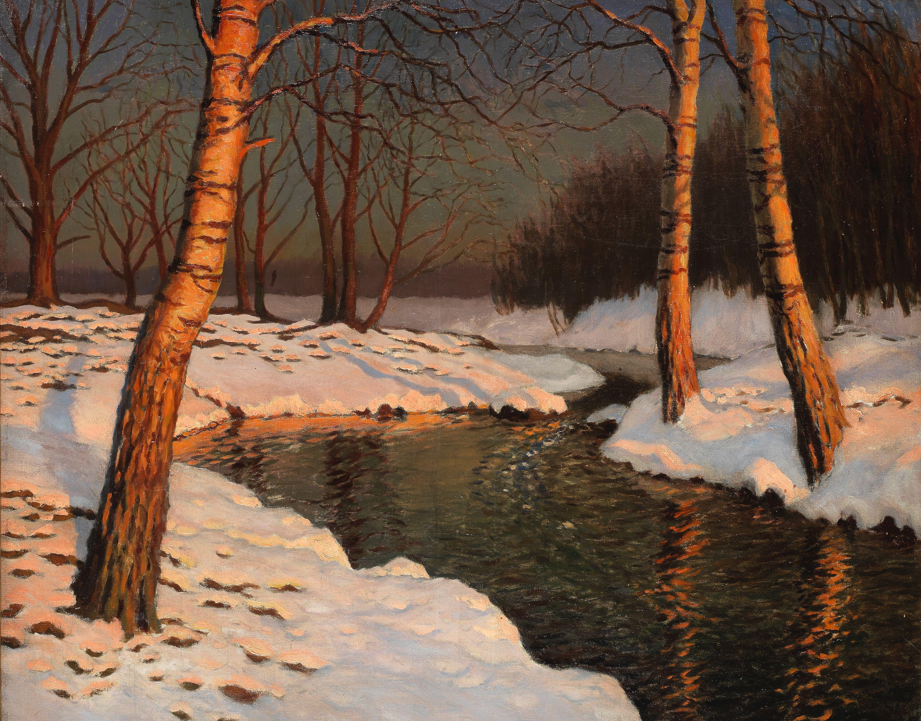 Mikhail Markianovitch Guermacheff - Snow on the river-bank