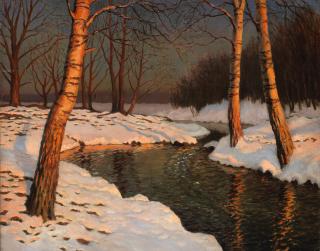 Mikhail Markianovitch Guermacheff - Snow on the river-bank