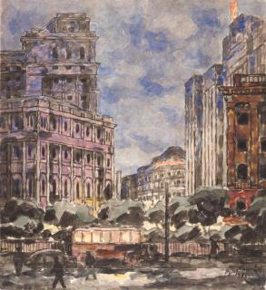 Mikhail Pavlovich Bobyshov - Evening in Moscow from the Series Victory Days in Moscow