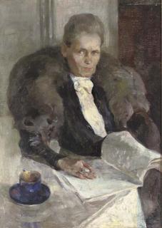 Mikhail Vasil\'evich Nesterov - Portrait of a woman in furs