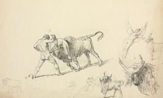 Mikhail Zichy - Study for Capture of the Cretan bull and The abduction of Europa