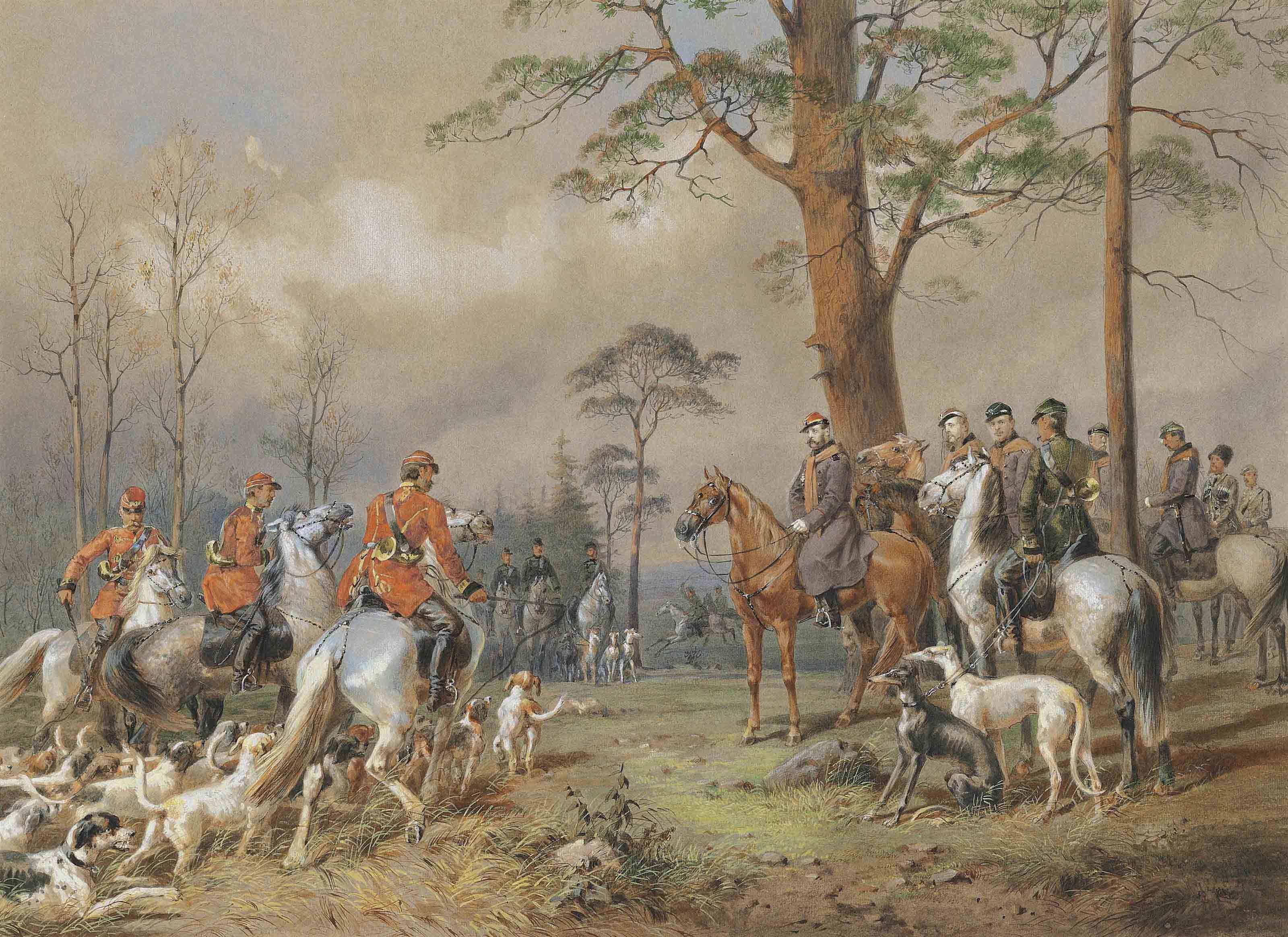 Mikhail Zichy - The hunting party of Emperor Alexander II