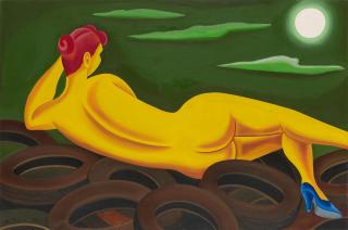 Milan Kunc - Gelbes Nocturno (Akt auf Reifen)