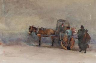 Mildred Anne Butler, R.W.S. - Figures beside a horse and chaise