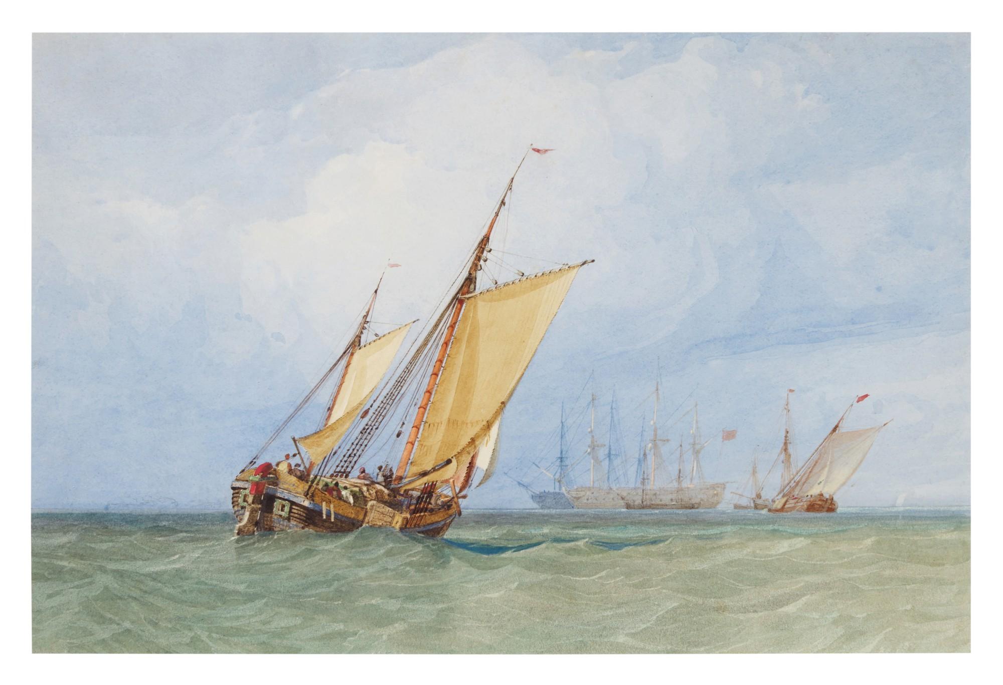 Miles Edmund Cotman - Shipping off the coast