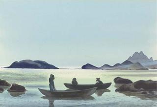 Millard Owen Sheets - Crossing A River, Evening