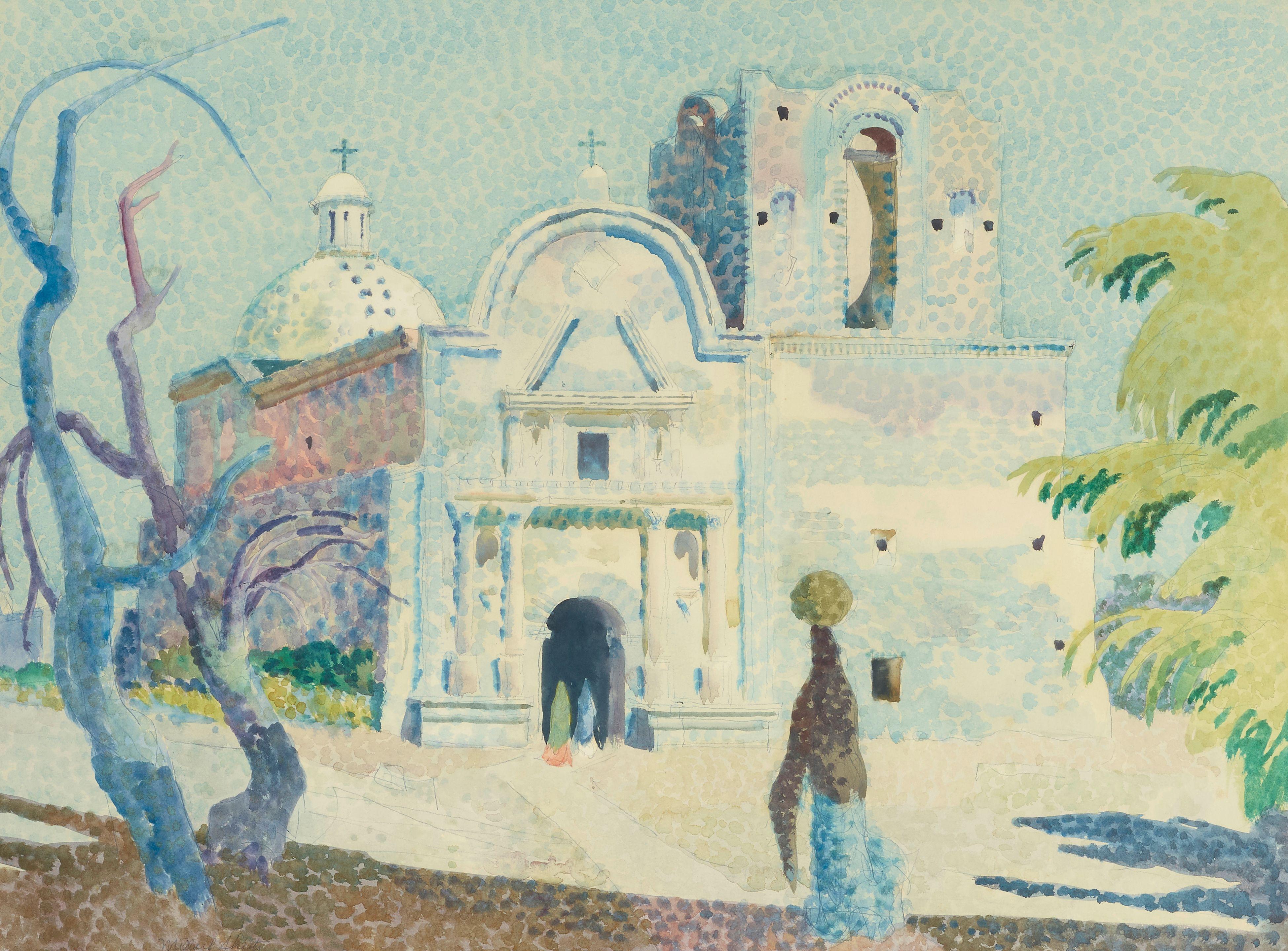 Millard Owen Sheets - Mission San José de Tumacácori 22 x 30 in. framed 29 x 37 in.