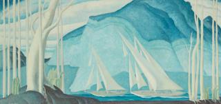 Millard Owen Sheets - Ships Sailing Through a Channel