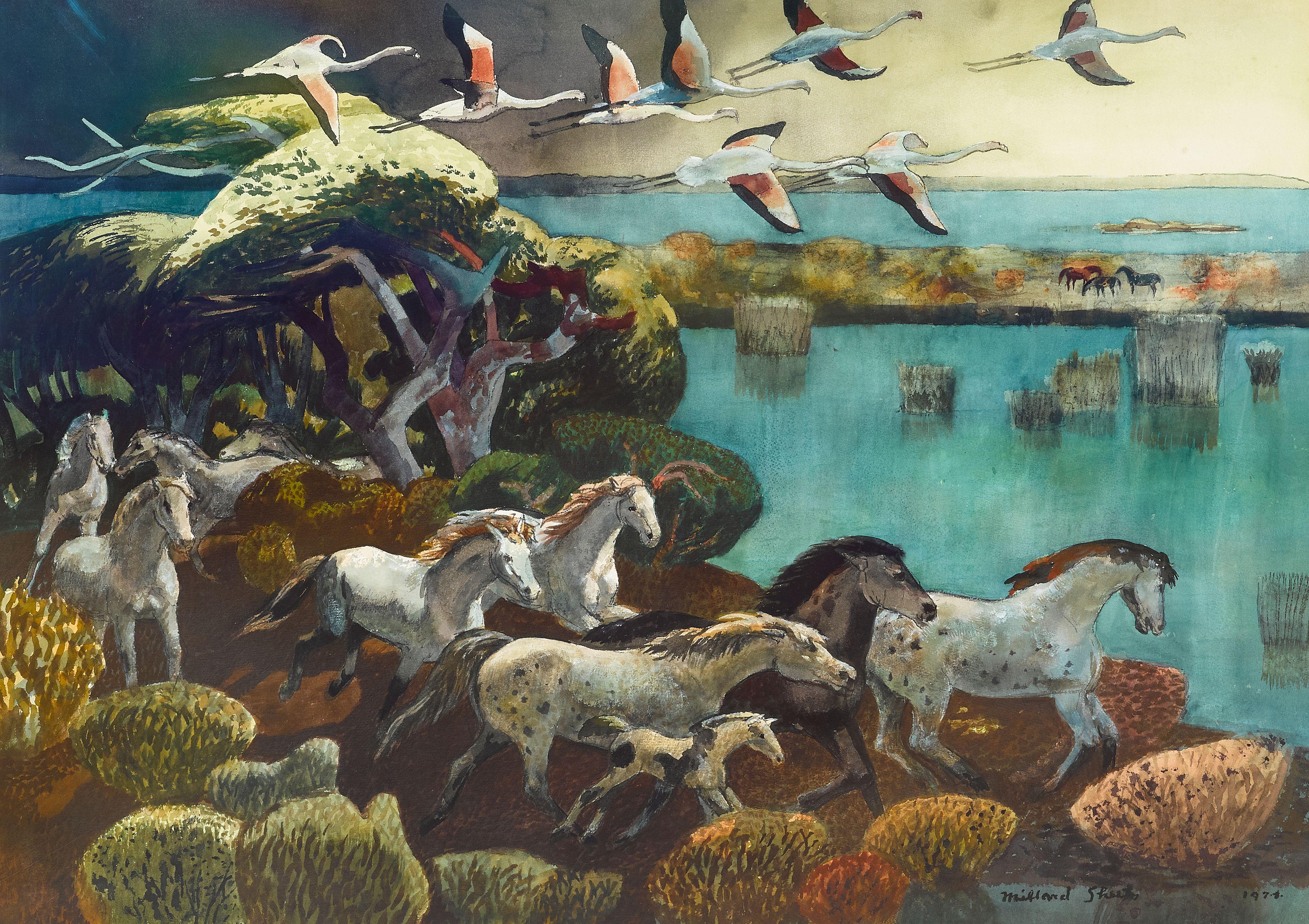 Millard Owen Sheets - Wild Horses of The Camargue