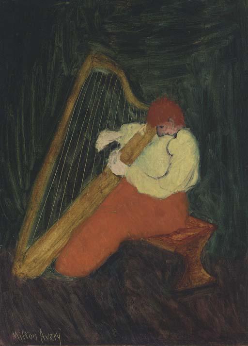 Milton Avery - Harpo Marx Playing the Harp