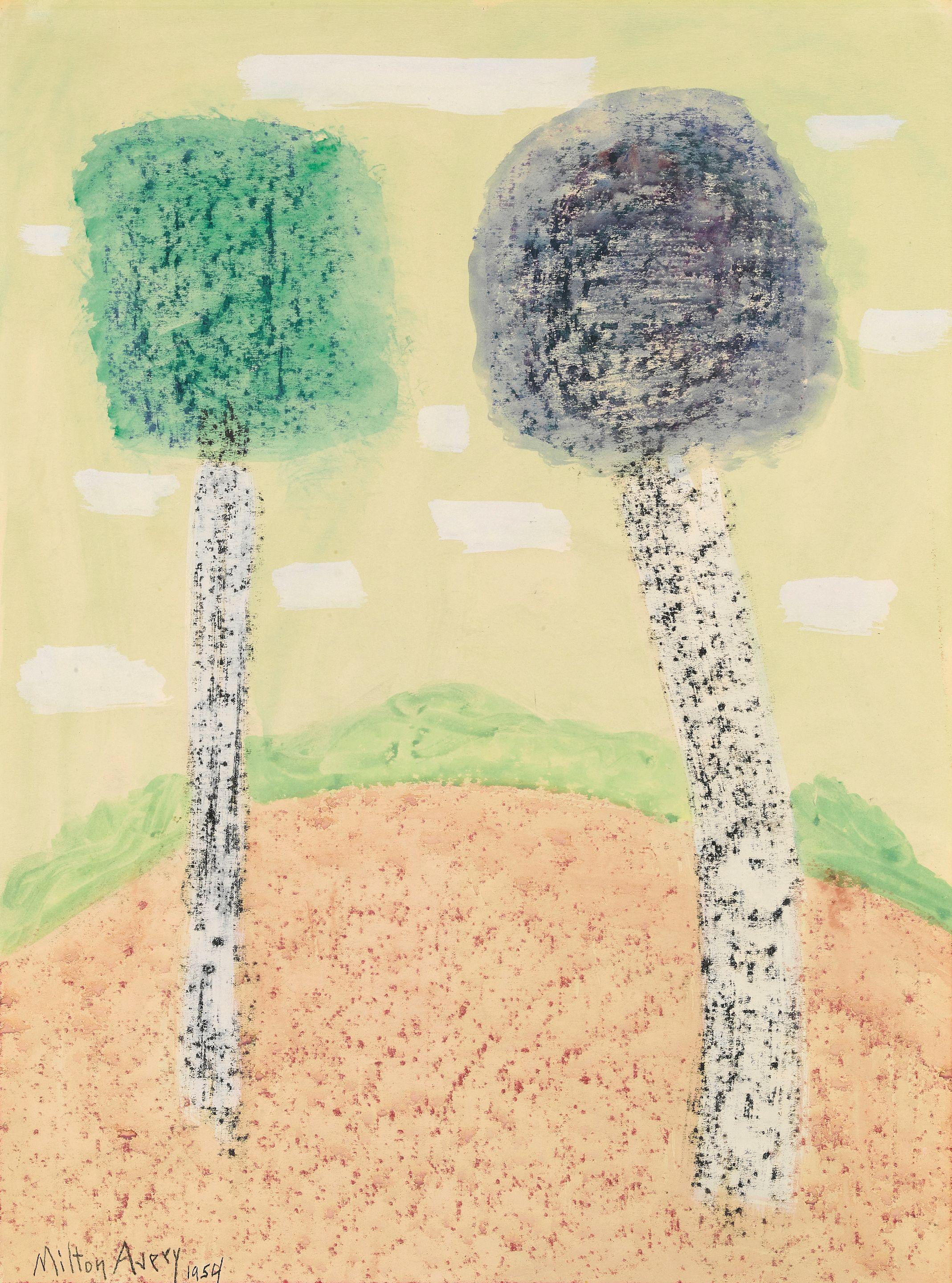 Milton Avery - Lollypop Trees 23 7/8 x 18 in. (61 x 45.7 cm.)