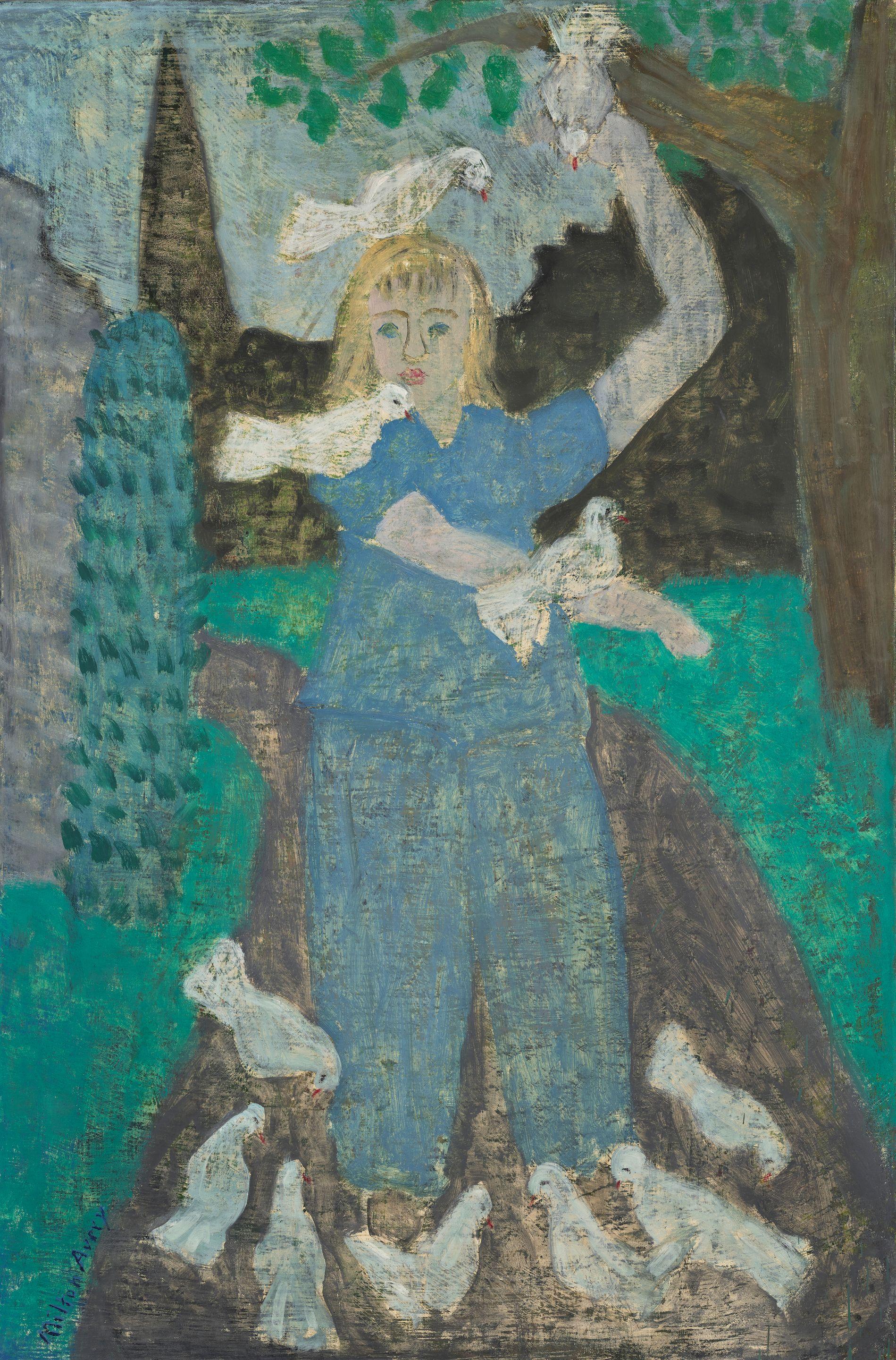 Milton Avery - March with Doves 48 1/8 x 32 1/8 in. (122.2 x 81.6 cm.)