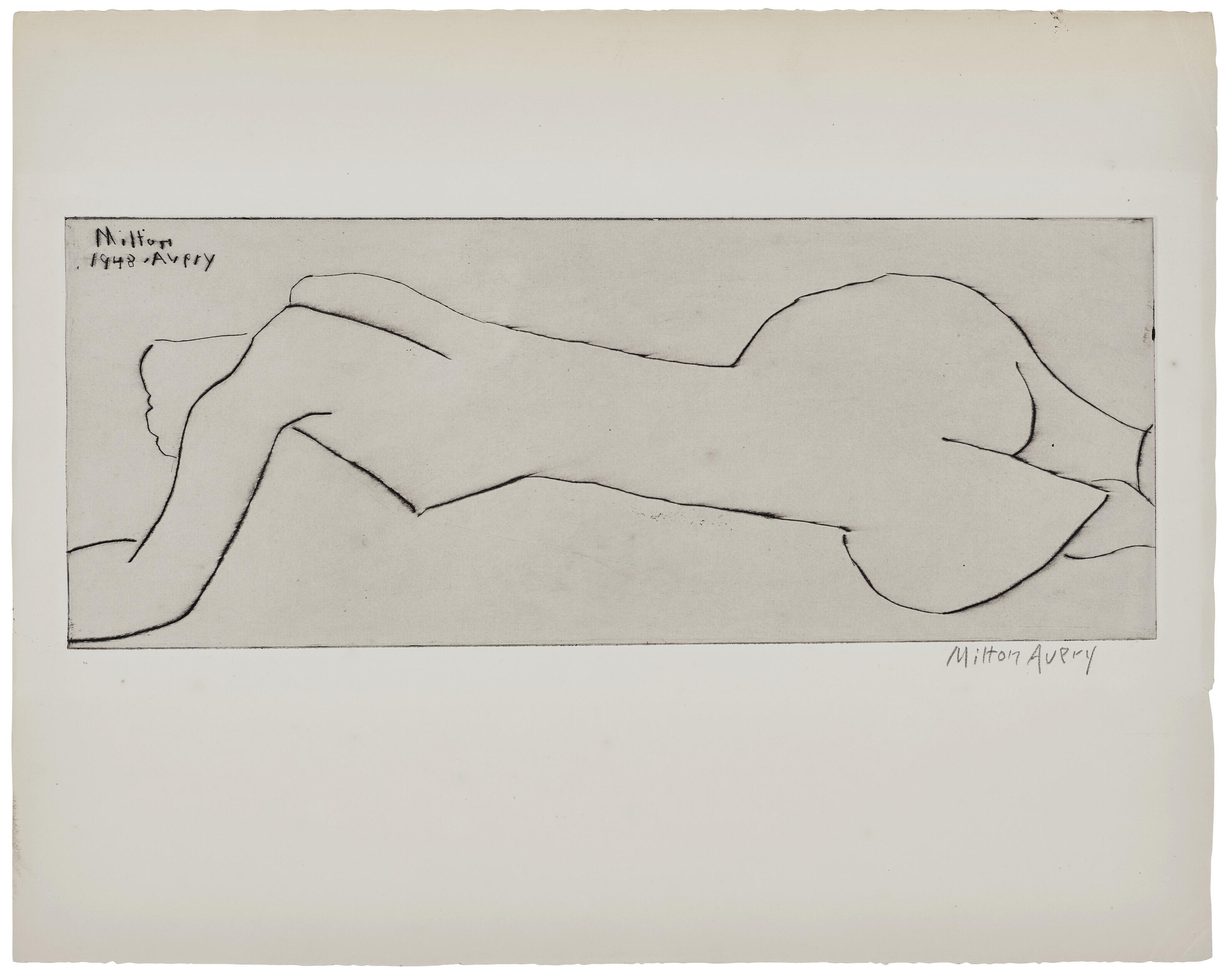 Milton Avery - Nude With Long Torso (Reclining Nude), From Laurels Portfolio
