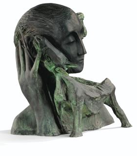 Mimmo Paladino - Donna E Caprasigned, Dated 1983, Numbered 1/1 And Stamped With The Foundry Mark; Bronze With Green Patina.