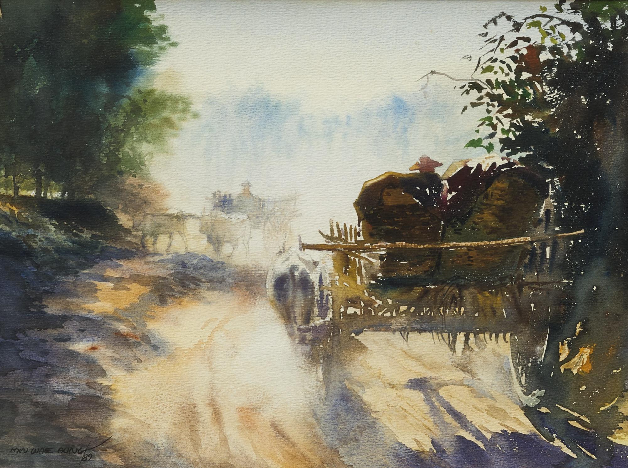 Min Wae Aung - Figures And Ox Carts