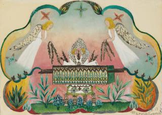 Minnie Evans - Untitled (Angels Holding the Arc of the Covenant), 1963