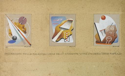 Mino Delle Site - Studio per affresco della Palestra nella Casa Dello Studente Università \