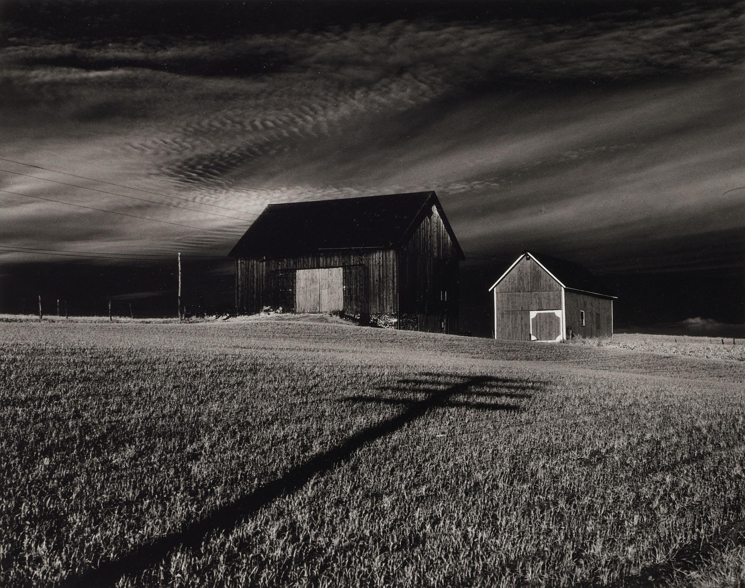 Minor White - Two Barns, Dansville, New York, 1955
