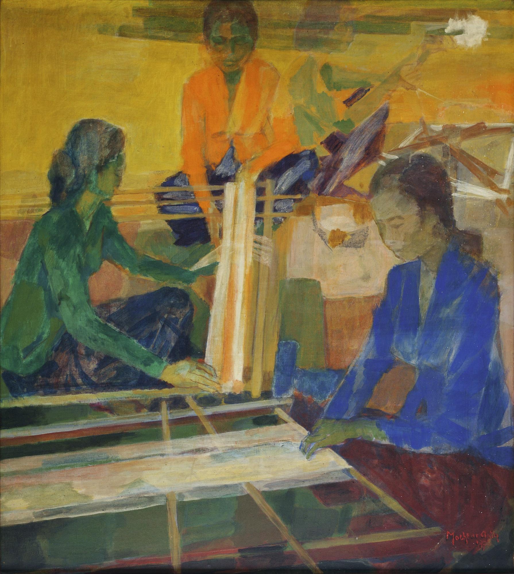 Mochtar Apin - Empat Wanita Menenun  (Four Women Weaving) 