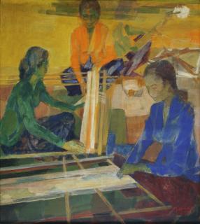 Mochtar Apin - Empat Wanita Menenun  (Four Women Weaving) 
