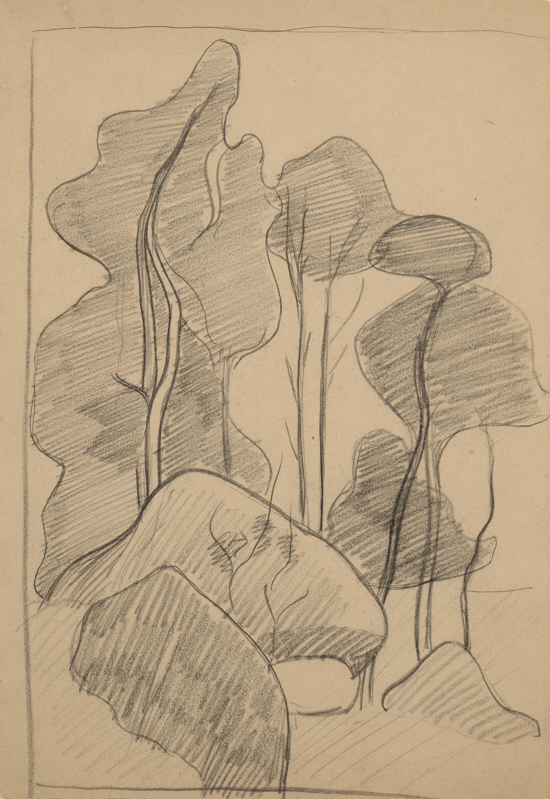 Mogens Ballin - Les Arbres et les rochers (recto); Étude de femmes (verso)