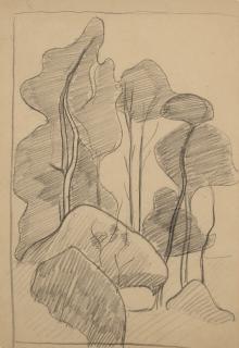 Mogens Ballin - Les Arbres et les rochers (recto); Étude de femmes (verso)