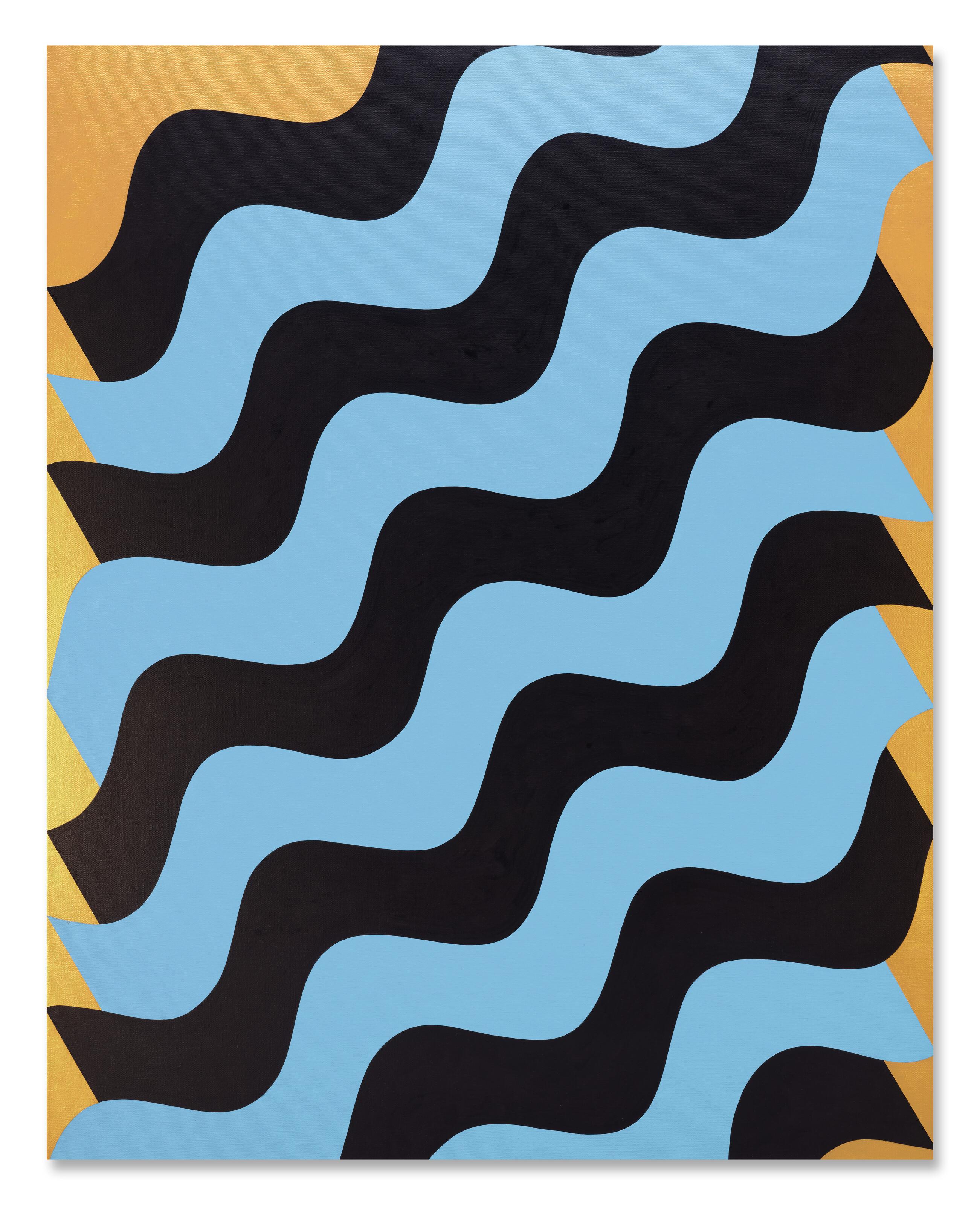 Mohamed Melehi - Moucharabieh, Blue on Black