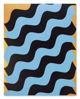 Mohamed Melehi - Moucharabieh, Blue on Black