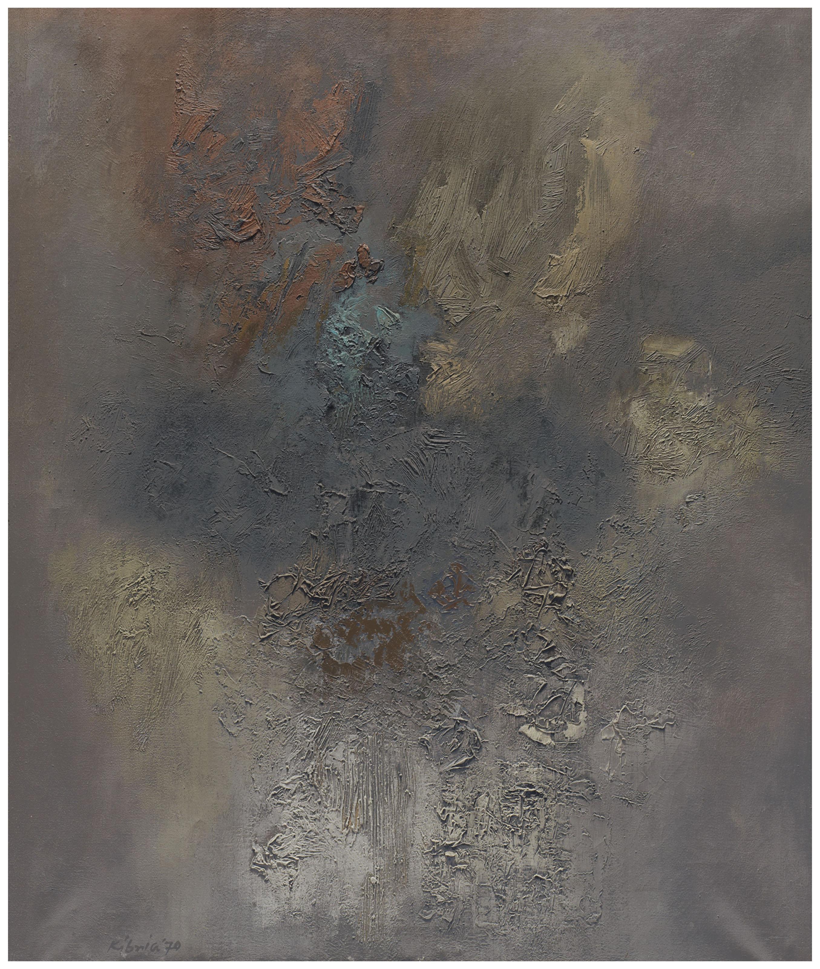 Mohammad Kibria - Untitled (Painting in Black, Gray and Green and Brown)