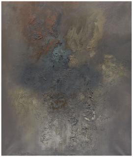 Mohammad Kibria - Untitled (Painting in Black, Gray and Green and Brown)