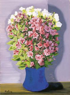 Moise Kisling - Bouquet au vase bleu