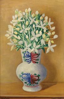 Moïse Kisling - Bouquet De Fleurs Au Vase Blanc
