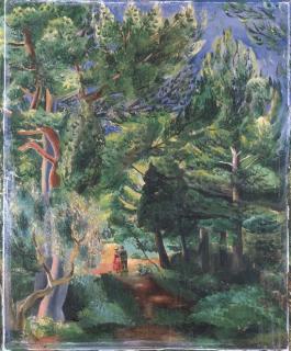 Moïse Kisling - Couple se promenant dans une forêt