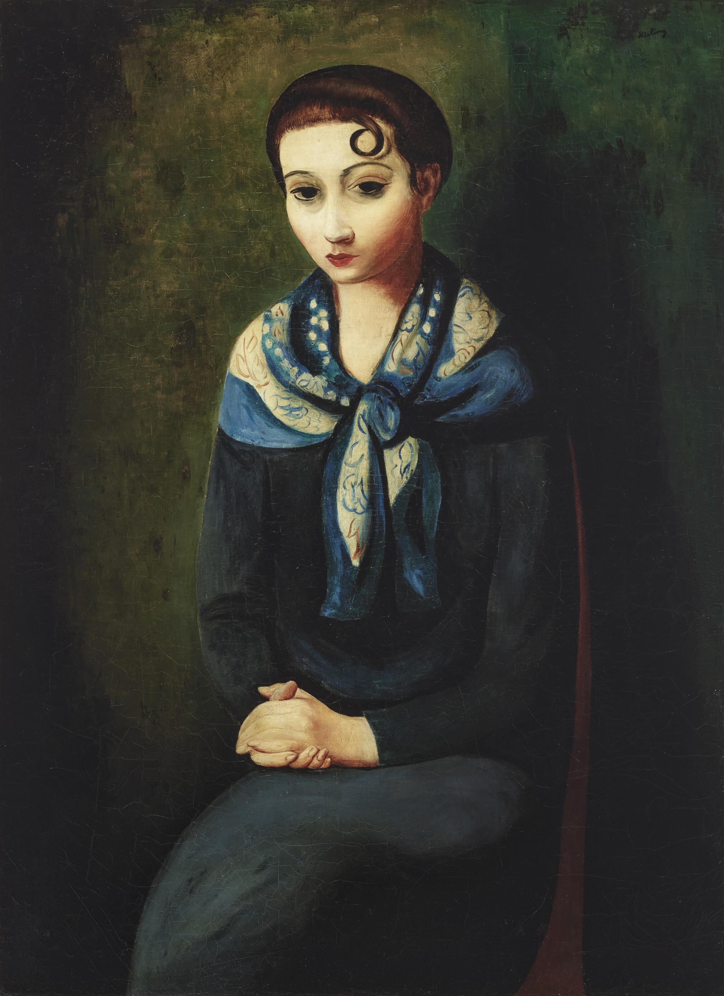 Moise Kisling - Femme à l’écharpe bleue