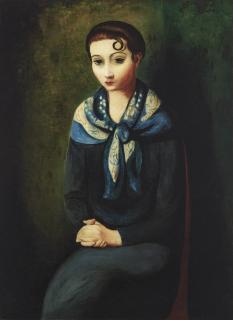 Moise Kisling - Femme à l’écharpe bleue