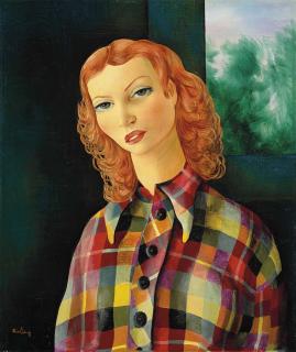 Moïse Kisling - Jeune femme au corsage à carreaux