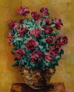 Moïse Kisling - Roses Rouges Dans Un Vase